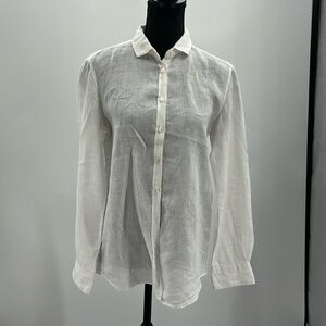 Hartford white poplin blouse slim fit size 2 100% linen